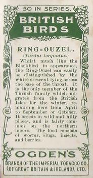 1905 Ogden's British Birds #41 Ring-Ouzel Back