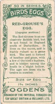 1908 Ogden's Cigarettes British Birds' Eggs #1 Red Grouse Back