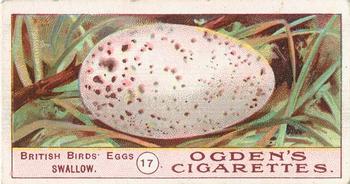 1908 Ogden's Cigarettes British Birds' Eggs #17 Swallow Front