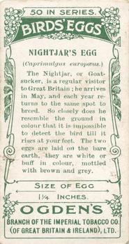 1908 Ogden's Cigarettes British Birds' Eggs #50 Nightjar Back