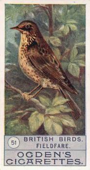 1909 Ogden's British Birds 2nd Series #51 Fieldfare Front