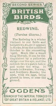 1909 Ogden's British Birds 2nd Series #62 Redwing Back
