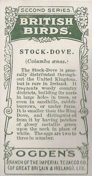 1909 Ogden's British Birds 2nd Series #75 Stock-Dove Back