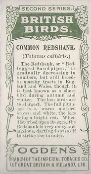 1909 Ogden's British Birds 2nd Series #88 Common Redshank Back