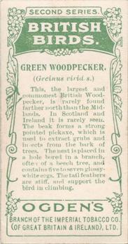 1909 Ogden's British Birds 2nd Series #97 Green Woodpecker Back
