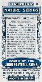 1909 Player's Nature Series #8 Barnard's Parrakeet Back