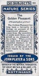 1909 Player's Nature Series #22 Golden Pheasant Back