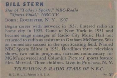 1952 Bowman Television and Radio Stars of NBC (R701-14) #31 Bill Stern Back