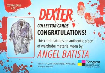 2009 Breygent Dexter Seasons 1 and 2 - Costumes #DC3 Angel Batista Back