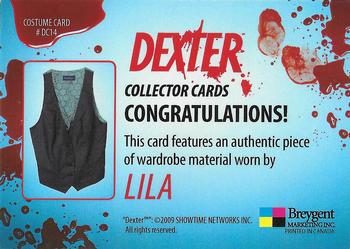 2009 Breygent Dexter Seasons 1 and 2 - Costumes #DC14 Lila Tournay Back