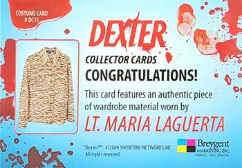2009 Breygent Dexter Seasons 1 and 2 - Costumes #DC15 Lt. Maria LaGuerta Back