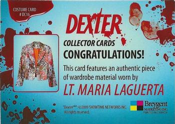 2009 Breygent Dexter Seasons 1 and 2 - Costumes #DC16 Lt. Maria LaGuerta Back