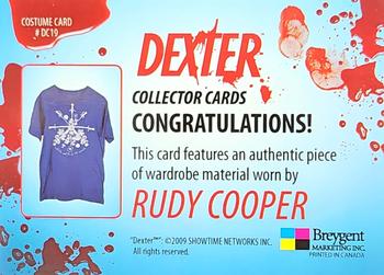 2009 Breygent Dexter Seasons 1 and 2 - Costumes #DC19 Rudy Cooper Back