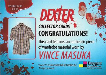 2009 Breygent Dexter Seasons 1 and 2 - Costumes #DC20 Vince Masuka Back