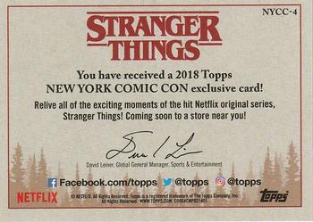 2018 Topps Stranger Things #NNO NY ComicCon Promo Back