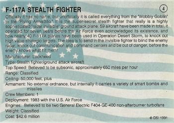 1991 DSI Desert Storm Weapons & Specifications #4 f-117A Stealth Fighter Back