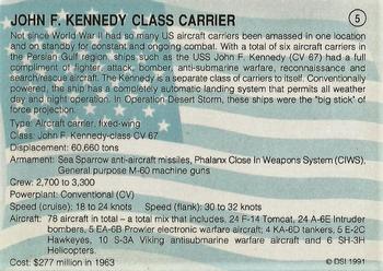1991 DSI Desert Storm Weapons & Specifications #5 John F. Kennedy Carrier Back
