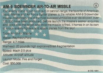 1991 DSI Desert Storm Weapons & Specifications #8 AIM-9 Sidewinder Air-to-Air Missile Back