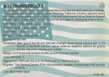 1991 DSI Desert Storm Weapons & Specifications #10 A-10 Thunderbolt II Back