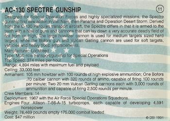 1991 DSI Desert Storm Weapons & Specifications #11 AC-130 Spectre Gunship Back