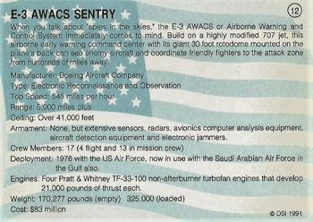 1991 DSI Desert Storm Weapons & Specifications #12 E-3 AWACS Sentry Back