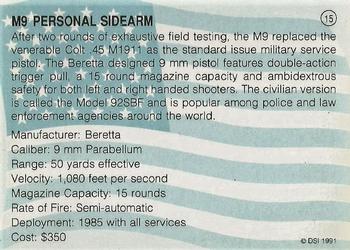 1991 DSI Desert Storm Weapons & Specifications #15 M9 Personal Sidearm Back