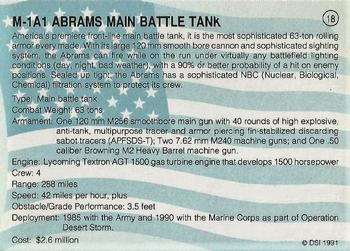 1991 DSI Desert Storm Weapons & Specifications #18 M-1A1 Abrams Main Battle Tank Back