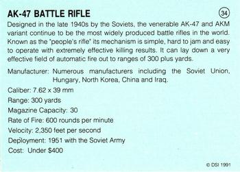 1991 DSI Desert Storm Weapons & Specifications #34 AK-47 Battle Rifle Back
