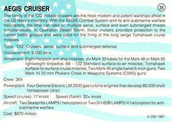 1991 DSI Desert Storm Weapons & Specifications #35 Aegis Cruiser Back