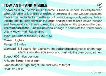 1991 DSI Desert Storm Weapons & Specifications #40 TOW Anti-Tank Missile Back