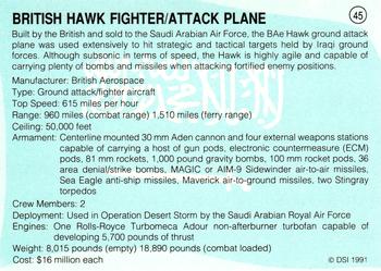 1991 DSI Desert Storm Weapons & Specifications #45 British Hawk Fighter/Attack Plane Back