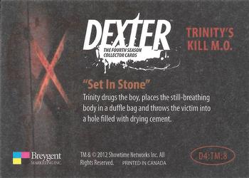 2012 Breygent Dexter Season 4 - Trinity's Kill M.O. #D4:TM:8 Set In Stone Back