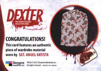 2012 Breygent Dexter Season 4 - Costume #ABR Angel Batista Back