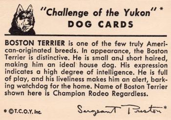 1950 Quaker Oats Challenge of the Yukon Dogs (F279-5) #NNO Boston Terrier Back