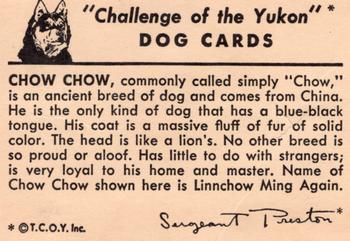 1950 Quaker Oats Challenge of the Yukon Dogs (F279-5) #NNO Chow Chow Back