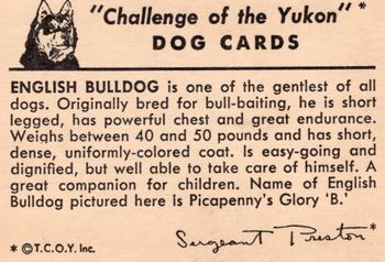 1950 Quaker Oats Challenge of the Yukon Dogs (F279-5) #NNO English Bulldog Back