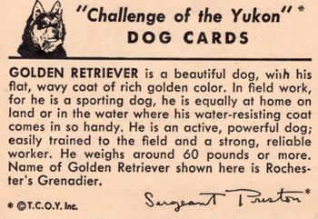 1950 Quaker Oats Challenge of the Yukon Dogs (F279-5) #NNO Golden Retriever Back