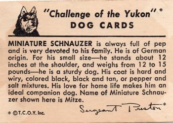 1950 Quaker Oats Challenge of the Yukon Dogs (F279-5) #NNO Miniature Schnauzer Back