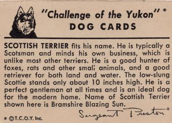 1950 Quaker Oats Challenge of the Yukon Dogs (F279-5) #NNO Scottish Terrier Back