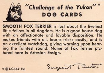 1950 Quaker Oats Challenge of the Yukon Dogs (F279-5) #NNO Smooth Fox Terrier Back