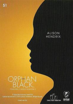 2017 Cryptozoic Orphan Black Season 2 - Cryptomium Silhouettes #S1 Alison Hendrix Back