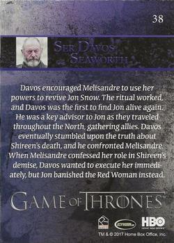 2017 Rittenhouse Game of Thrones Season 6 - Foil #38 Ser Davos Seaworth Back
