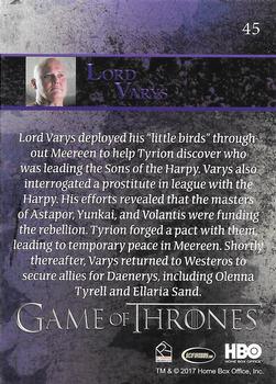 2017 Rittenhouse Game of Thrones Season 6 - Foil #45 Lord Varys Back