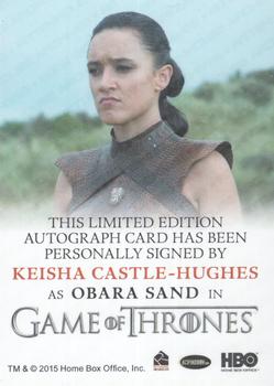 2017 Rittenhouse Game of Thrones Season 6 - Autographs Full Bleed #NNO Keisha Castle-Hughes Back