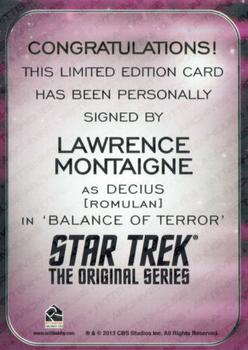 2017 Rittenhouse Star Trek 50th Anniversary - Autographs Alien Expansion #NNO Lawrence Montaigne Back