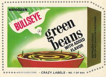 1979 Fleer Crazy Labels #7 Bullseye Green Beans Front