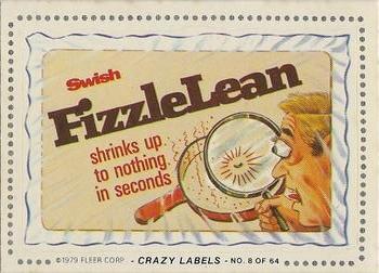 1979 Fleer Crazy Labels #8 Fizzlelean Front