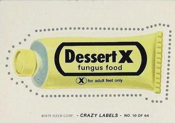 1979 Fleer Crazy Labels #10 Dessert X Front