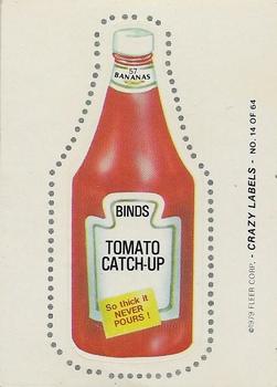 1979 Fleer Crazy Labels #14 Binds Tomato Catch-Up Front