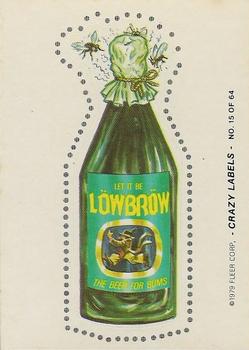 1979 Fleer Crazy Labels #15 Lowbrow Beer Front